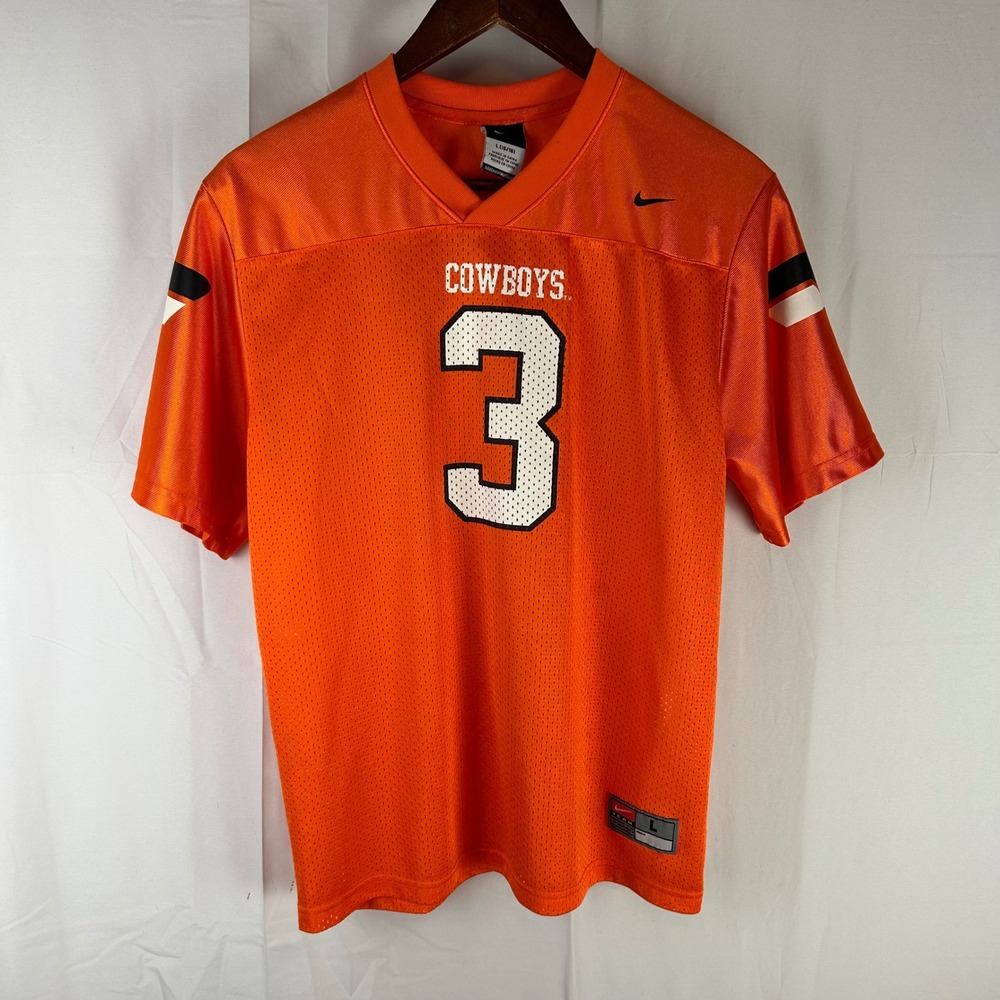 Nike Oklahoma State Cowboys Jersey Kids L 16/18 Orange Football‎ #3 Mesh